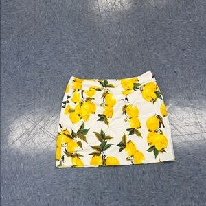 The Upside Lemon Print Mini Skirt - White and Yellow
